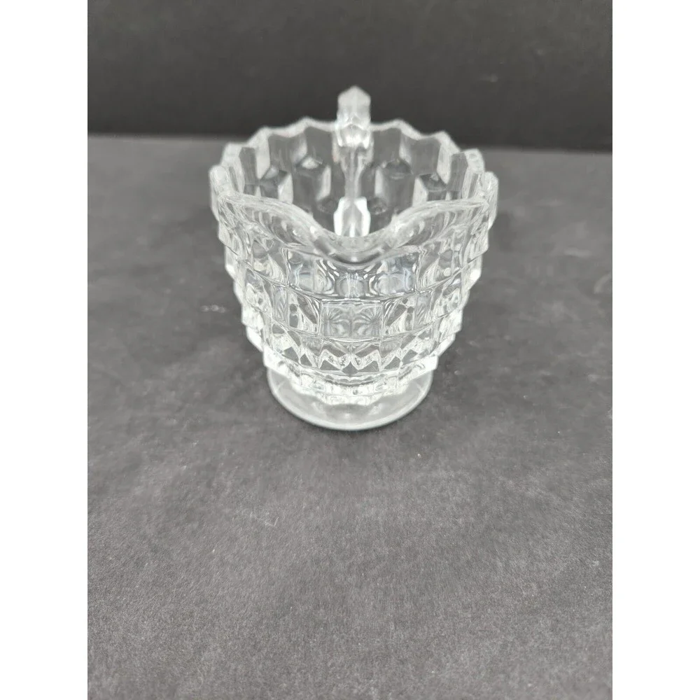 Vintage Fostoria American Glass Cubist Tea Cream and Sugar‎ Set Rare small size
